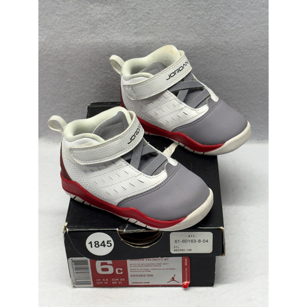 Jordan Velocity BT Toddler Sneakers White Red Grey 693363-106 Size 6C